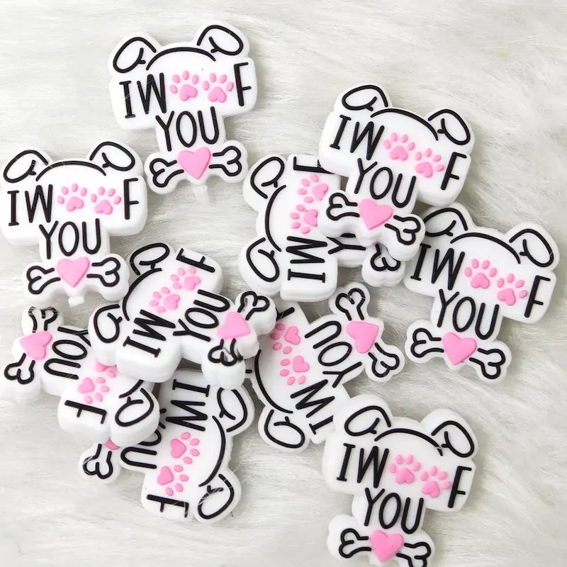 I Woof You Dog Head Silicone Focals for Pet Dog Themed Beadable Pen Craft
