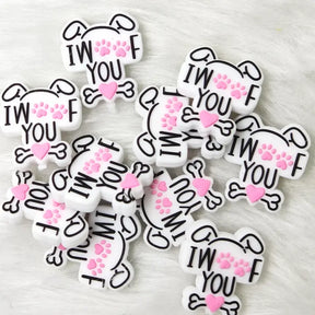 I Woof You Dog Head Silicone Focals for Pet Dog Themed Beadable Pen Craft