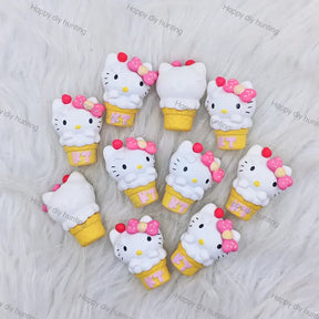 Ice Cream Cone White Kitten 3D Pen Topper (No Hole) for DIY Beadable Pens Wholesale