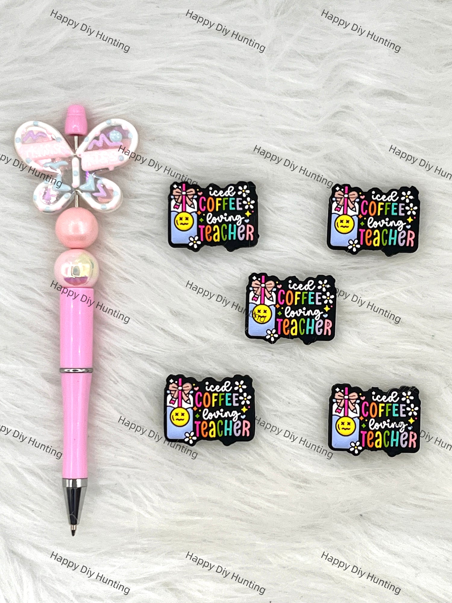 Iced Coffee Loving Teacher Silicone Focal Beads Wholesale, silicone focal beads for pens