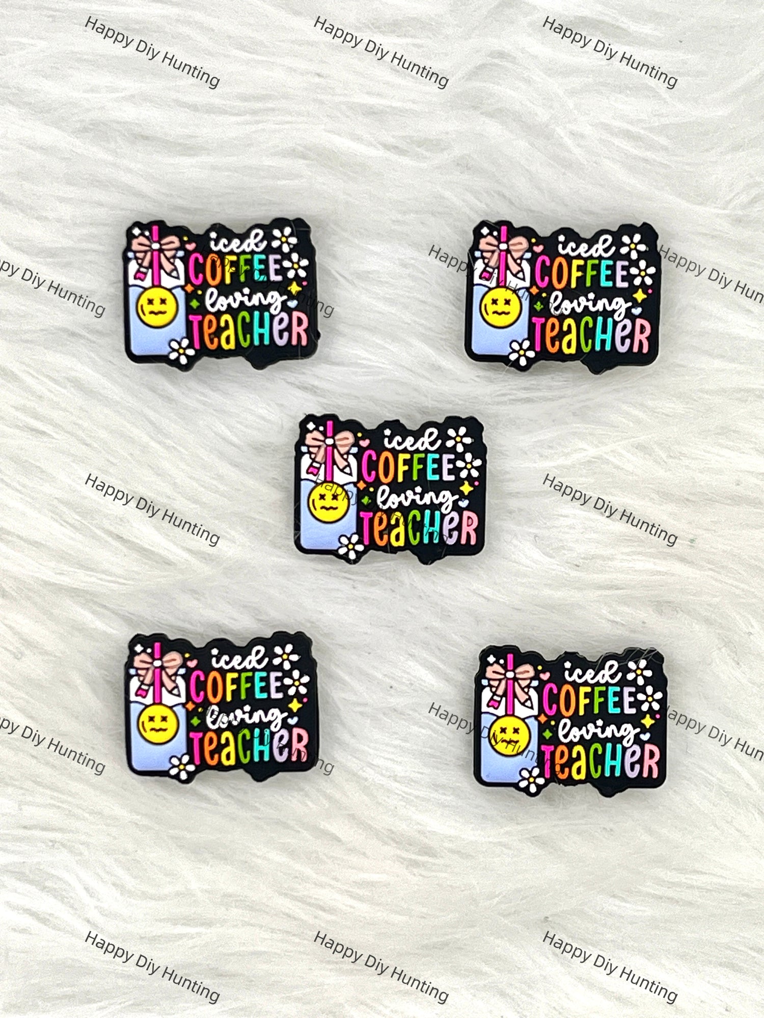 Iced Coffee Loving Teacher Silicone Focal Beads Wholesale, silicone focal beads for pens