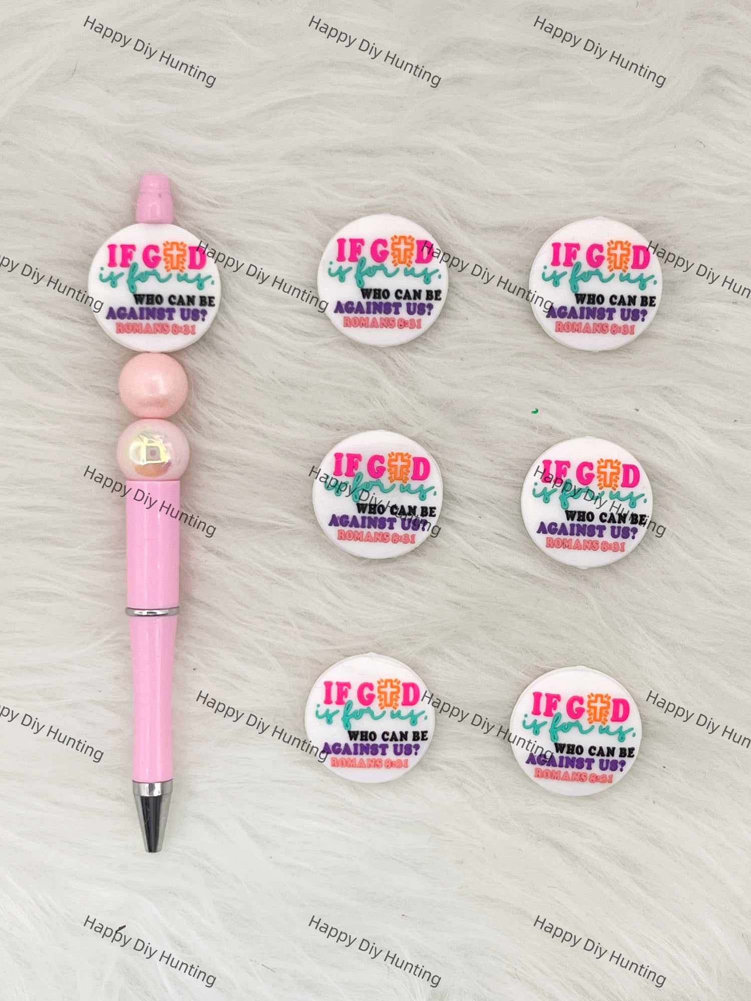 If God Who Can Be Against Us? Romans 8:31 Silicone Focal Beads Wholesale, silicone focal beads for pens