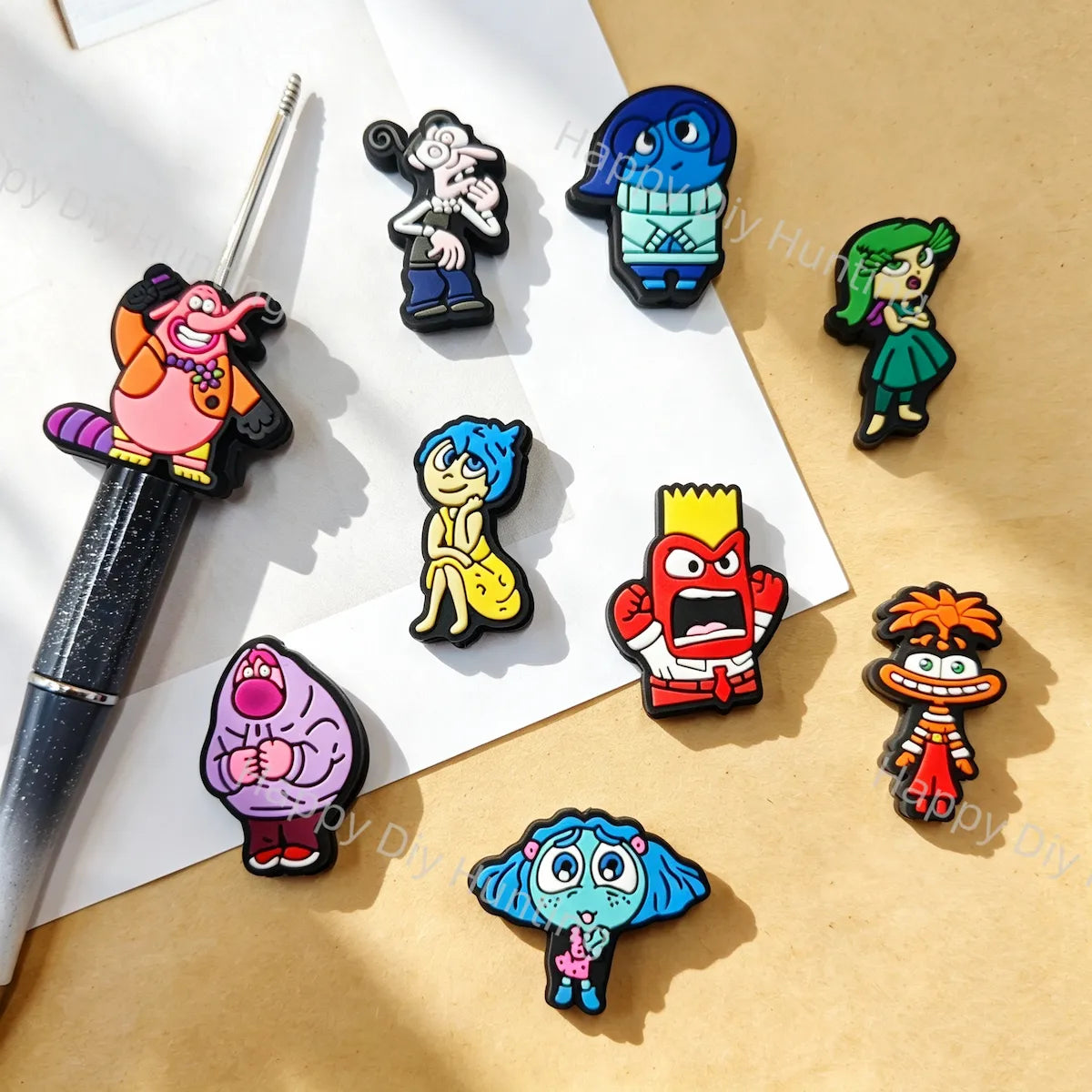 Iside Out Character Flat Silicone Focal Beads For DIY Beadable Pens