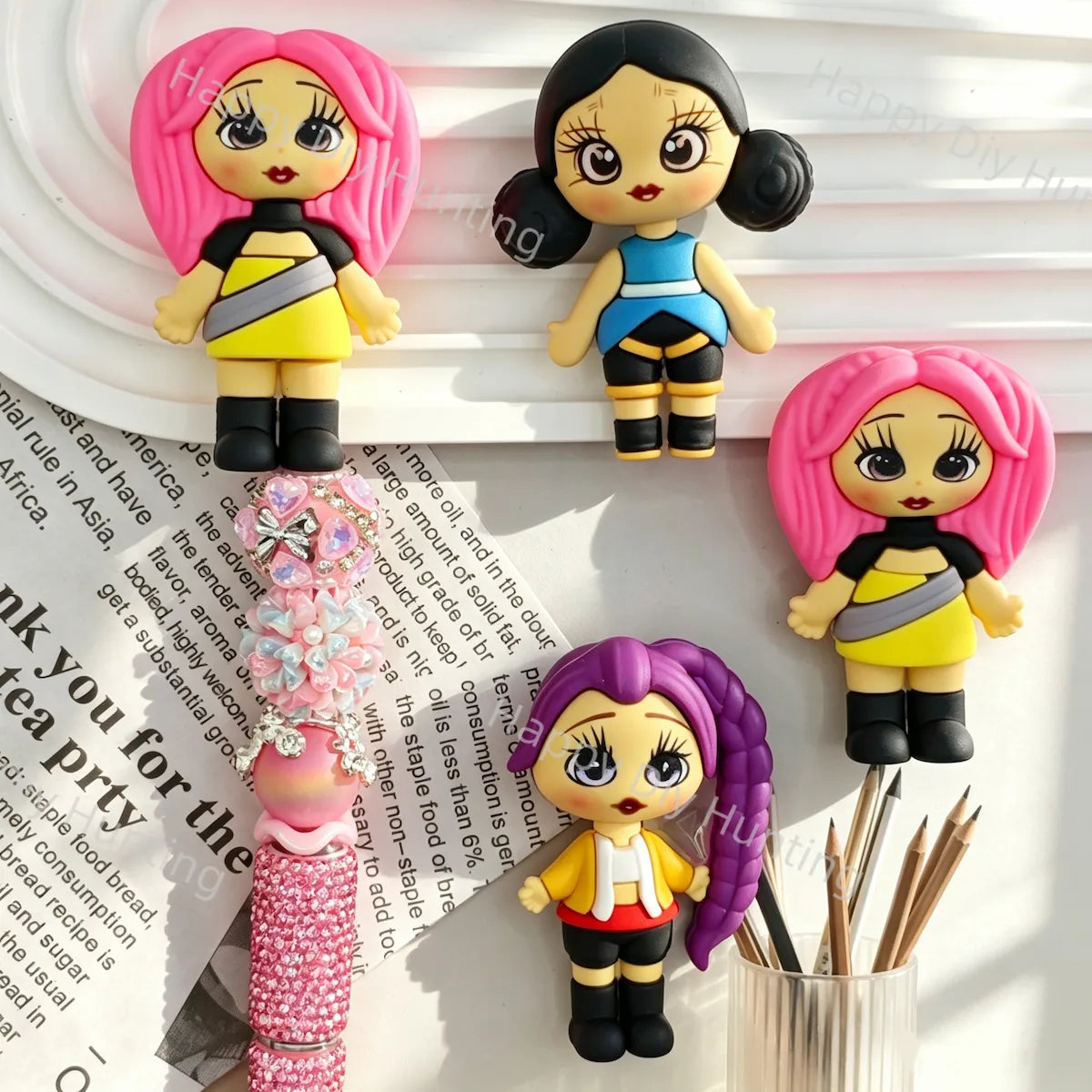 K‑Pop Demon Hunters Pen Toppers No Hole For DIY Beadable Pen Craft