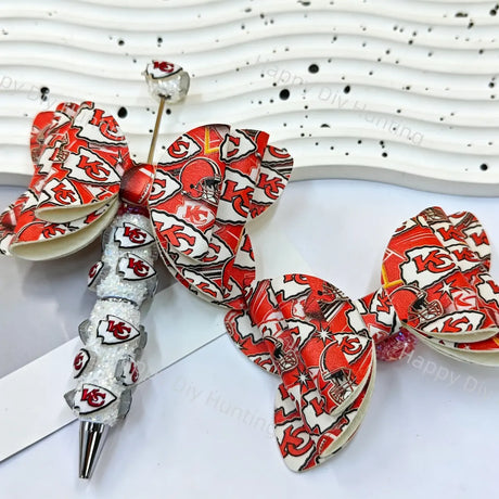 Kansas City Chiefs Graphic Bow Beads For DIY Beadable Pens