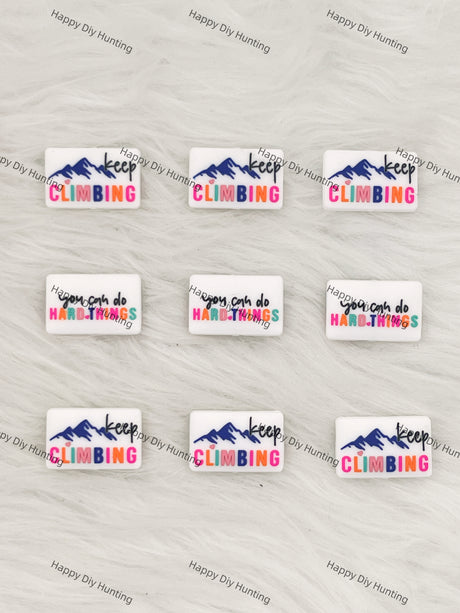 Keep Climbing& You Can Do Hard Things Silicone Focal Beads Wholesale, silicone focal beads for pens