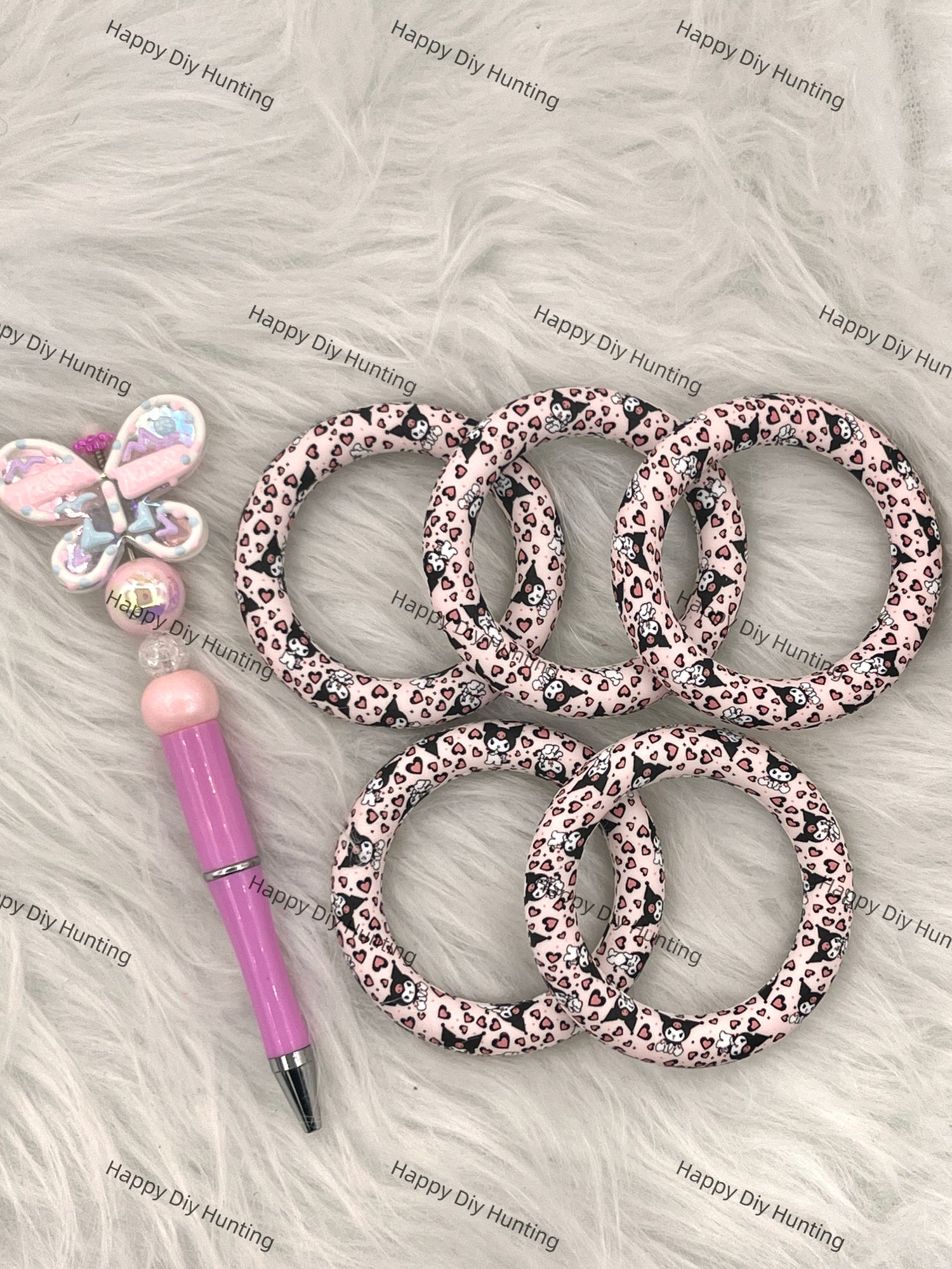 Kuromi Beadable Silicone Ring Car Hanger Charm Loop