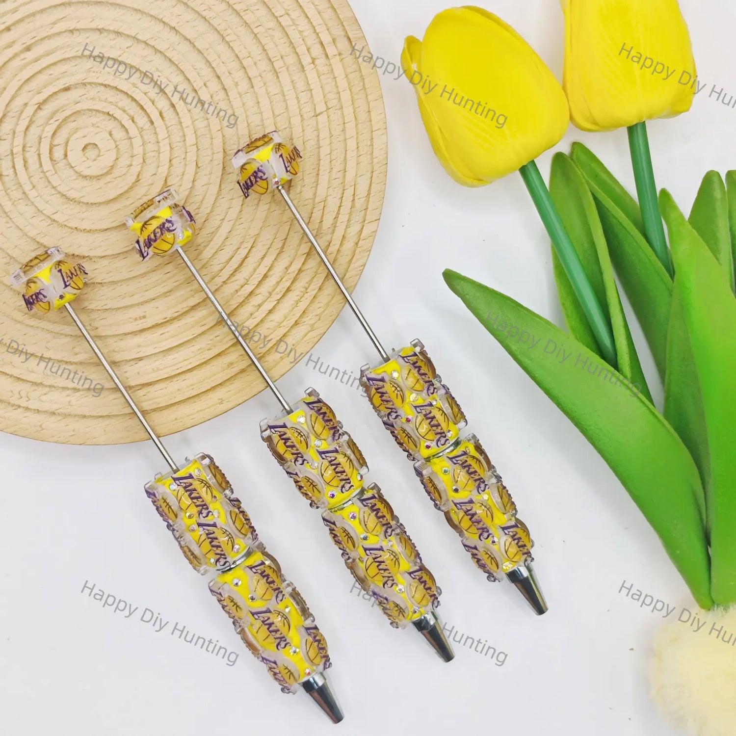 Lakers Team DIY Beadable Pens Wholesale, Beadable Pens Supplies
