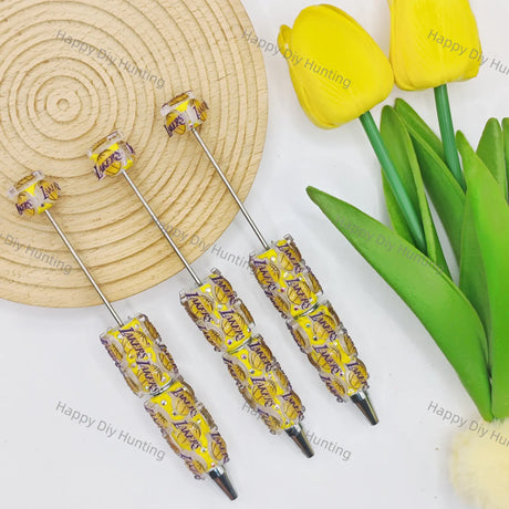 Lakers Team DIY Beadable Pens Wholesale, Beadable Pens Supplies