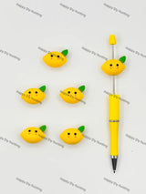 Handmade Beadable Pen with 3D Lovely Lemon Silicone Beads