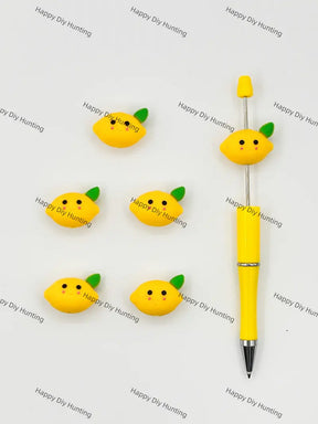 Handmade Beadable Pen with 3D Lovely Lemon Silicone Beads