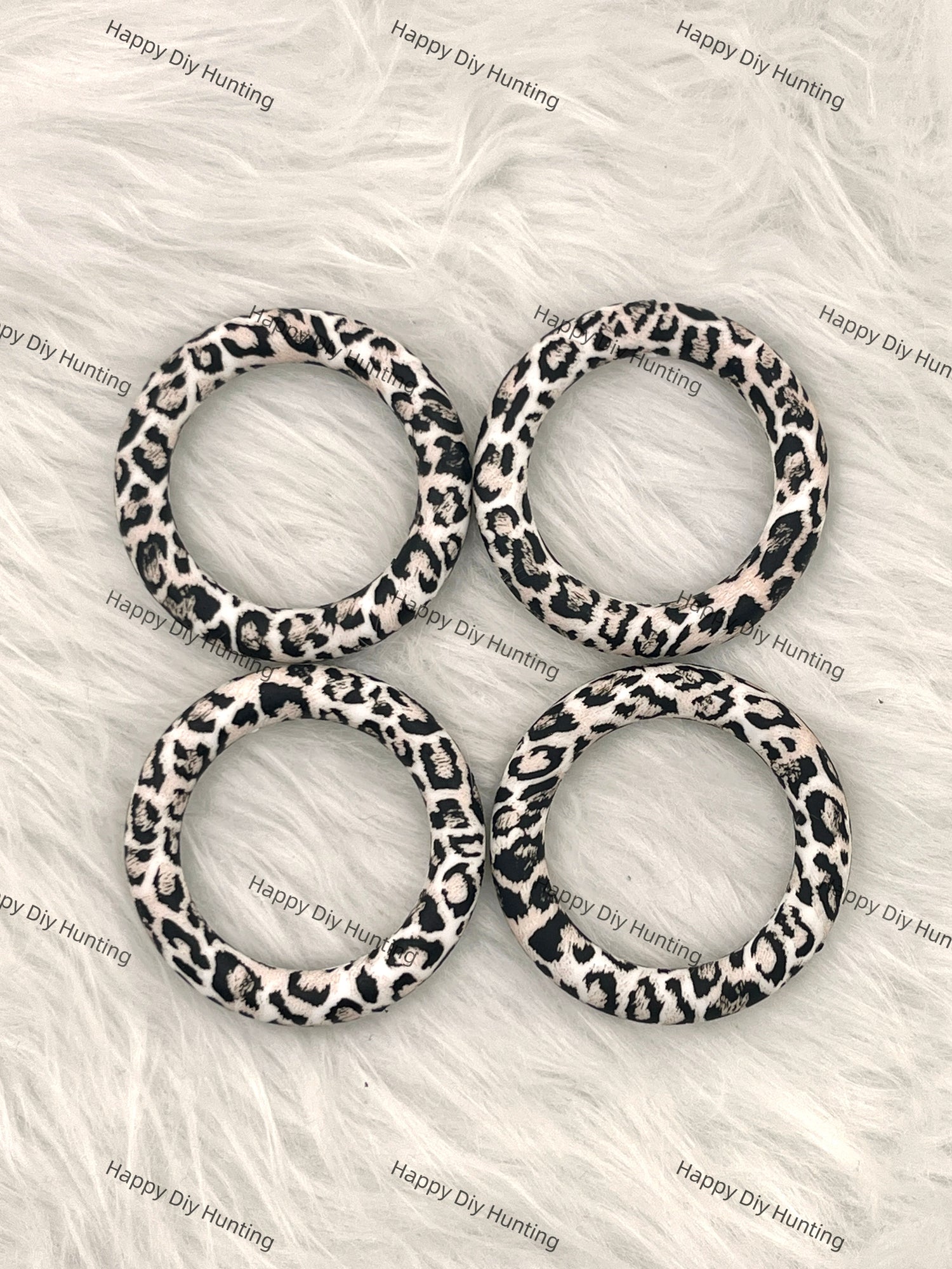 Leopard Print Beadable Silicone Ring Car Hanger Charm Loop