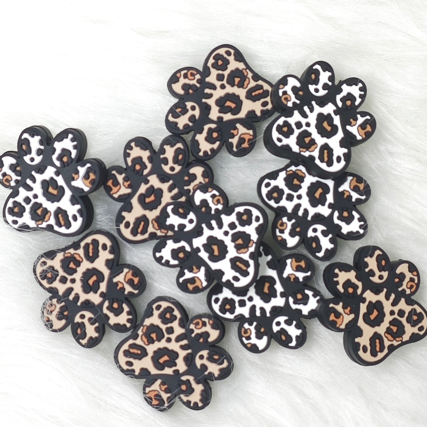 Leopard print Dog paws Silicone Focal Beads Wholesale
