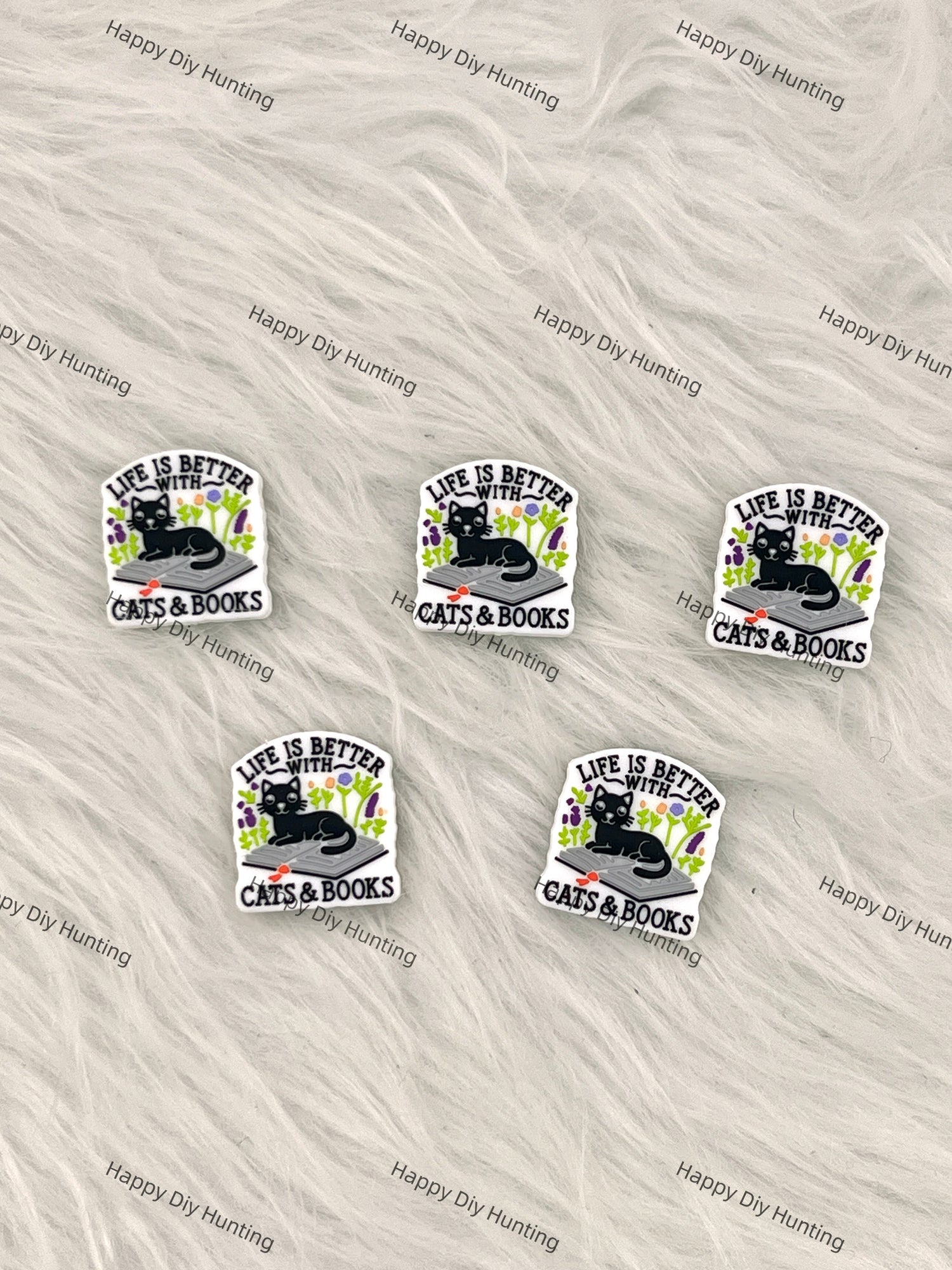 Life Is Better With Cats&Books Silicone Focal Beads Wholesale