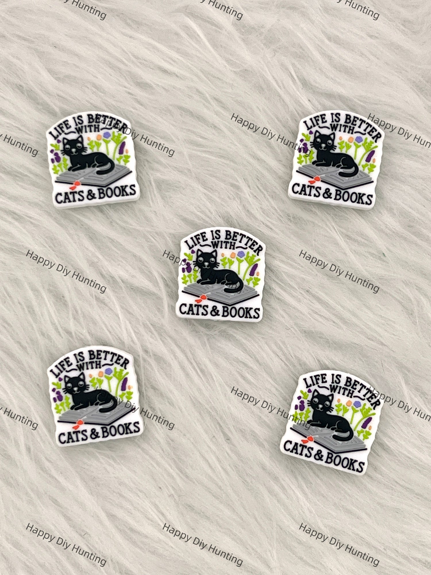 Life Is Better With Cats&Books Silicone Focal Beads Wholesale