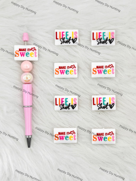 Life Is Short& Make It Sweet Silicone Focal Beads Wholesale, silicone focal beads for pens