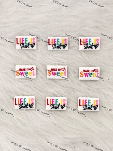Life Is Short& Make It Sweet Silicone Focal Beads Wholesale, silicone focal beads for pens