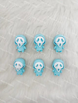 3D light blue ghost face PVC pen topper for DIY beadable pen craft & gothic handmade jewelry making