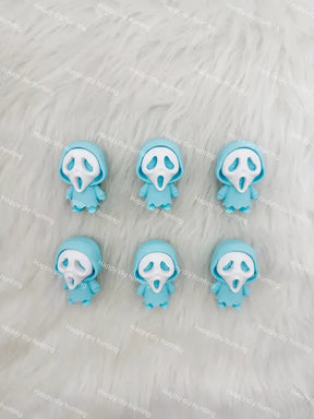 3D light blue ghost face PVC pen topper for DIY beadable pen craft & gothic handmade jewelry making
