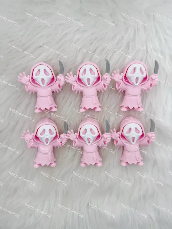 3D light pink ghost face with knife PVC pen topper for DIY beadable pen craft & gothic handmade jewelry making