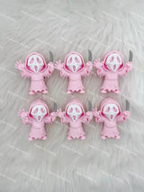3D light pink ghost face with knife PVC pen topper for DIY beadable pen craft & gothic handmade jewelry making