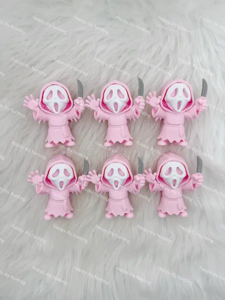 3D light pink ghost face with knife PVC pen topper for DIY beadable pen craft & gothic handmade jewelry making