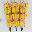 Pre‑assembled beadable pens stacked with long‑blonde‑hair princess figurines. Bright orange base embedded with sparkling rhinestones. Cute themed ballpoint pens for gifts, bulk craft supplies.