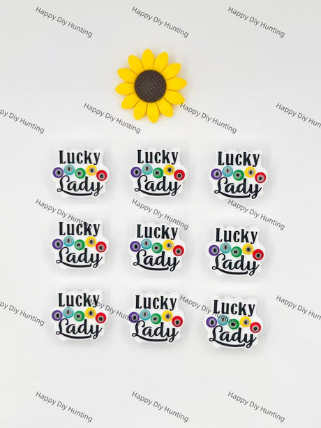 Lucky Lady with bingo design Silicone Focal Beads Wholesale, silicone focal beads for pens