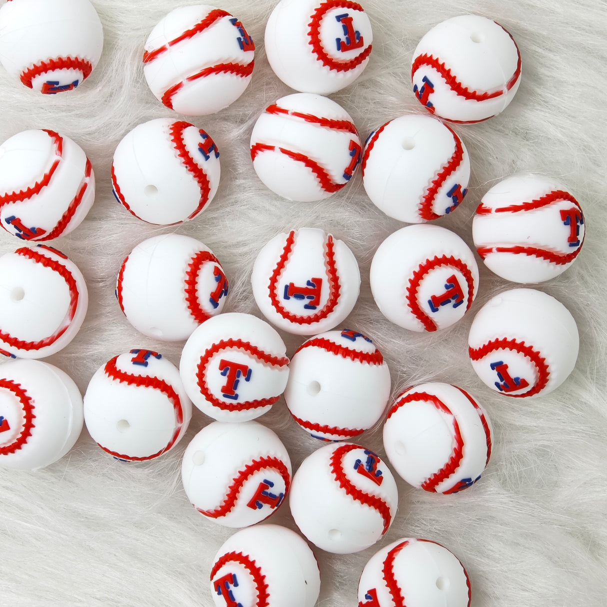 MLB baseball team round shape focal Silicone Focal Beads Wholesale
