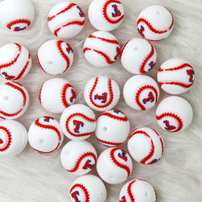 MLB baseball team round shape focal Silicone Focal Beads Wholesale

