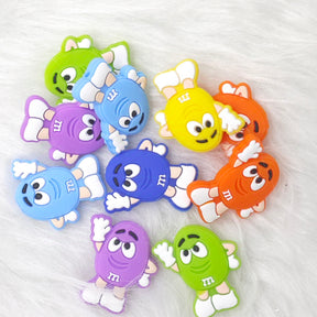 M chocolate beans silicone focal beads wholesale, food candy themed silicone focal beads for DIY beaded pens bulk