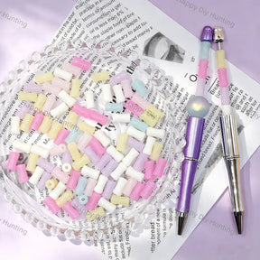 Macaron Cylinder Tube Large Hole Acrylic Spacer Beads, pastel solid barrel decorative beads for DIY beadable pen, bag charm and keychain wholesale