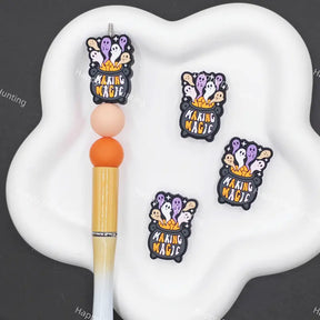 Making Magic Cauldron Ghost silicone focal beads food grade silicone beads for DIY beadable pen and Halloween craft supplies