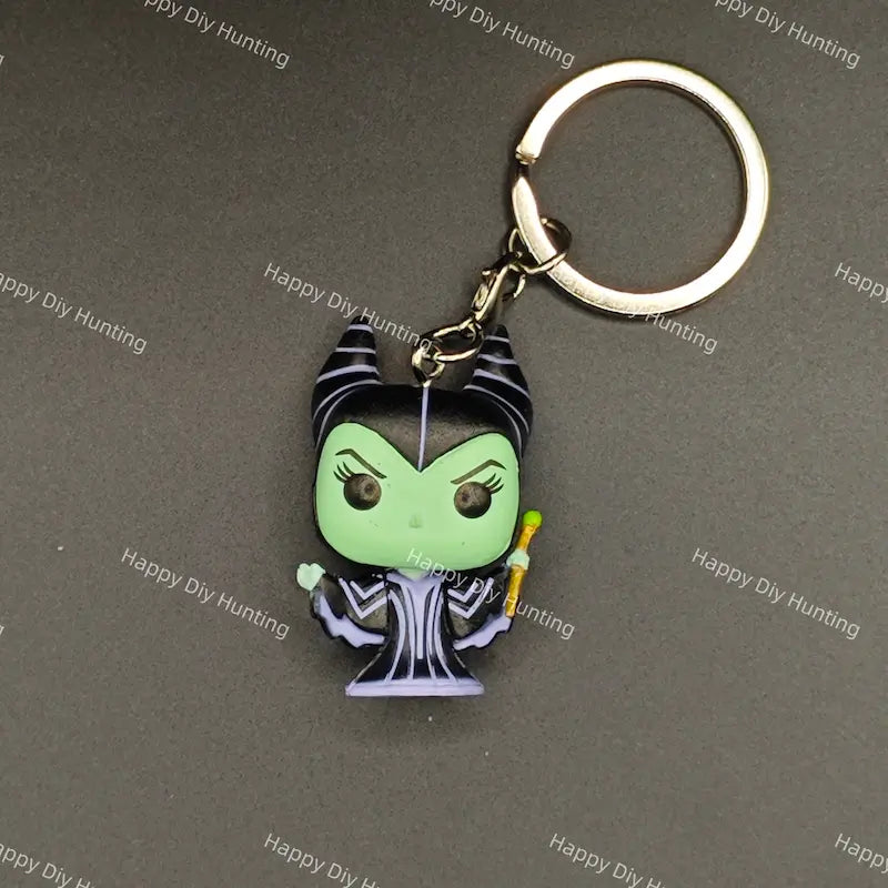 Maleficent_Funko_Pocket_Pop without pre-drilled holes  for custom beadable pens, keychains and Halloween handmade craft accessories.