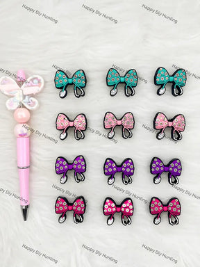 Handmade Beadable Pen with Bowknot Flower Medical Silicone Beads
