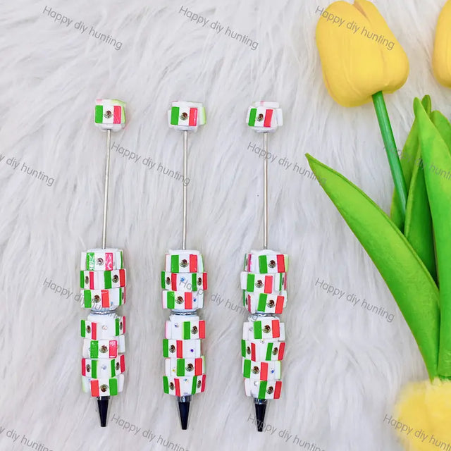 Mexico Flag DIY Beadable Pens Wholesale, Beadable Pens Supplies