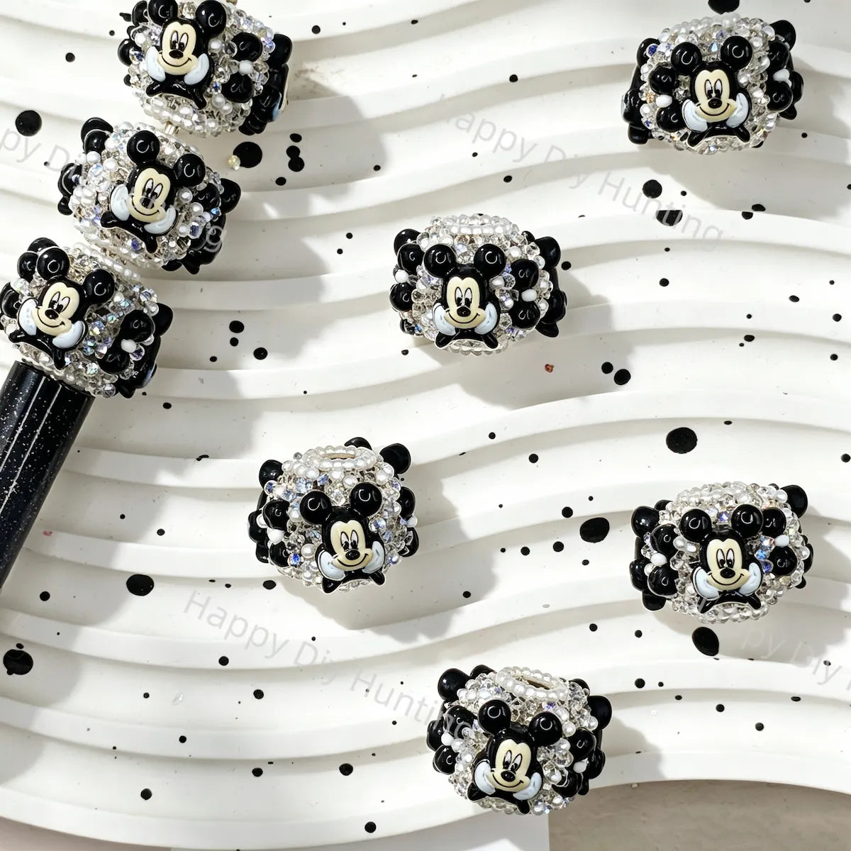 Mickey Mouse Round Rhinestone Beads for DIY Beadable Pens