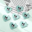 Pastel Mint Scalloped Lace Edge Bow Heart Cartoon Gift Box Print Silicone Focal Beads, large hole decorative beads for DIY beadable pen