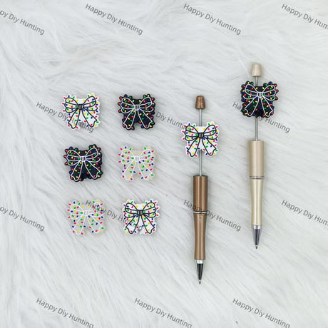 Mix Color Bowknot Silicone Focal Beads Wholesale, silicone focal beads for pens