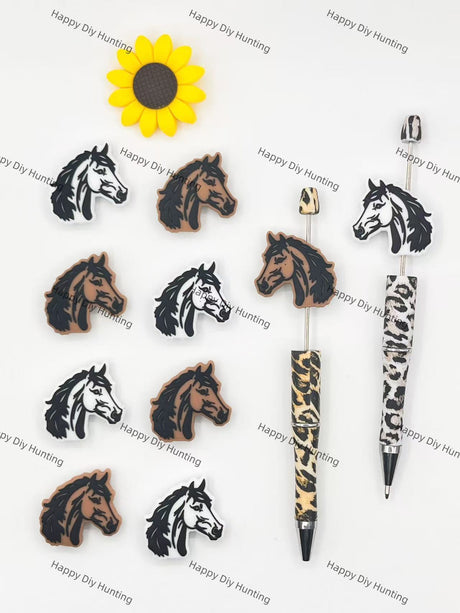 Mixed-Color Fine Horse Silicone Focal Beads Wholesale, silicone focal beads for pens