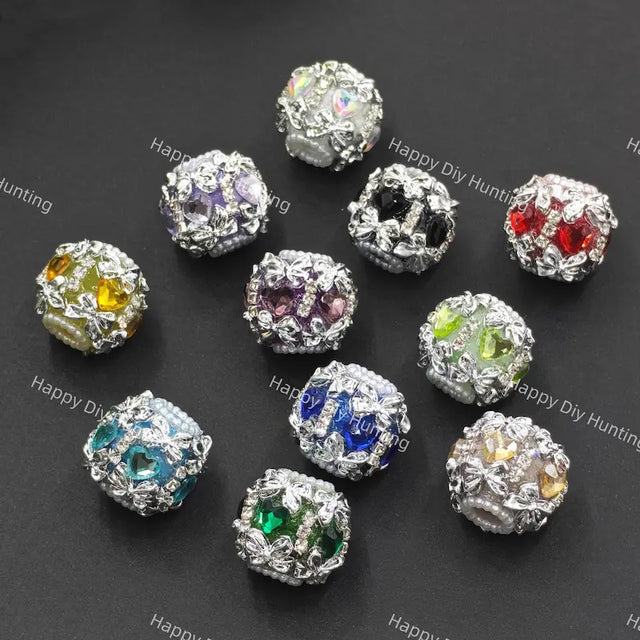 Mixed Color Silver Butterfly Rhinestone Heart Focal Beads For DIY Beadable Pens