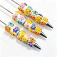 Mixed color cartoon monster character beadable pens. Refillable and customizable, matching all focal beads and pen toppers. Perfect for DIY crafts, handmade gifts, and craft fair retail.