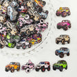 Acrylic focal beads featuring a mixed color off-road vehicle print design. Lightweight, durable, and colorful, perfect for beadable pens, keychains, and handmade crafts.