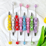 Multi-color beadable pens featuring decorative bows and sparkling rhinestones. Refillable and customizable, perfect for DIY crafts, beadable pen projects, and handmade gifts.