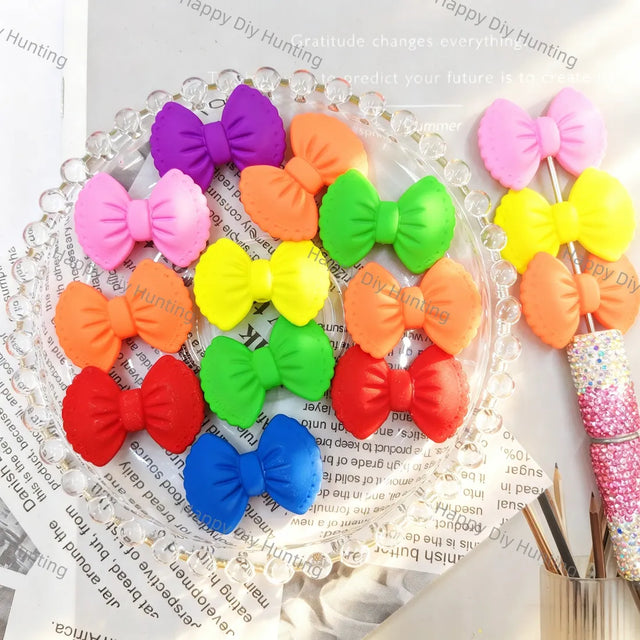 multi color scalloped edge bow shaped acrylic beads for diy beadable pen handmade craft wholesale