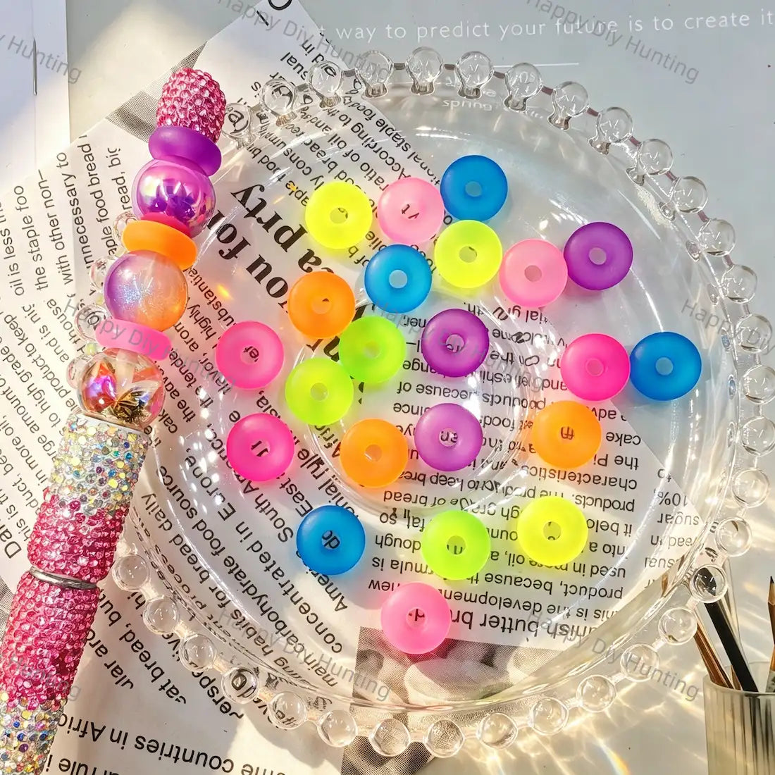 multi‑color translucent jelly donut disc silicone spacer beads for diy beadable pen handmade craft wholesale