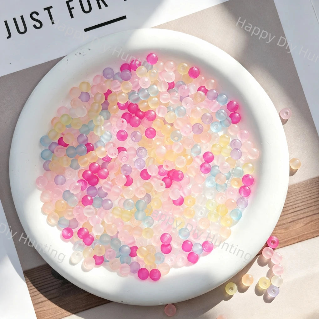Multicolor Matte Round Acrylic Beads for DIY Beadable Pens & Jewelry