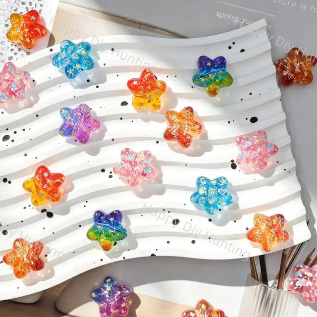 Multicolor glitter foil star Acrylic Beads for DIY Beadable Pens & Jewelry