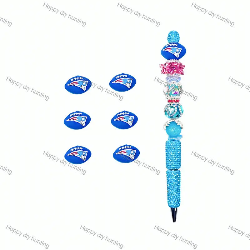 New England Patriots Football team silicone focal beads wholesale for beadable pens DIY crafts2
