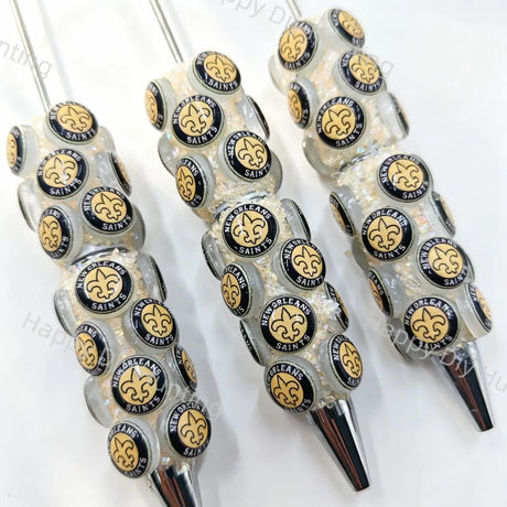 New Orleans Saints Beadable Pens Wholesale, Matches All Focal Beads & Pen Toppers
